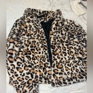 Blank NYC leopard fuzzy jacket
